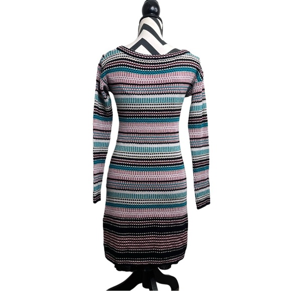 Missoni Striped Wool Blend Sz 8 Knit Metallic V-Neck Babydoll Y2K Dress - Picture 2 of 13